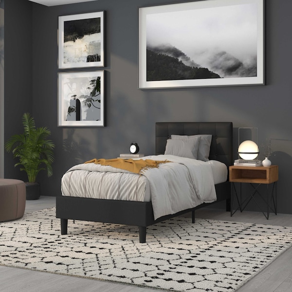 Flash Furniture Headboard, Twin Size, Black Vinyl - HG-HB1705-T-BK-GG