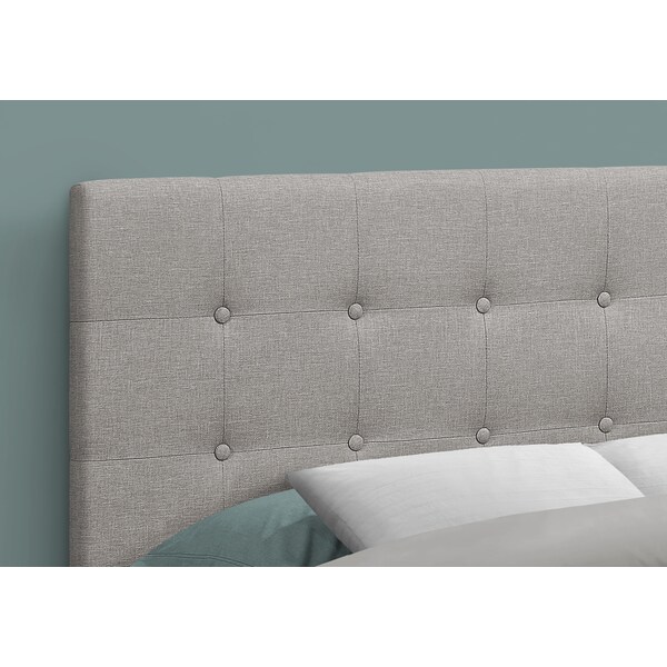 Monarch Specialties Bed, Headboard Only, Full Size, Bedroom, Upholstered, Linen Look, Grey, Transitional - I 6003F