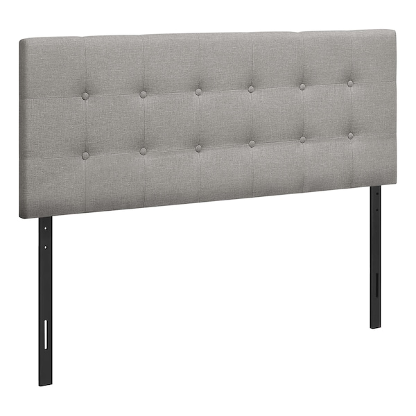 Monarch Specialties Bed, Headboard Only, Full Size, Bedroom, Upholstered, Linen Look, Grey, Transitional - I 6003F
