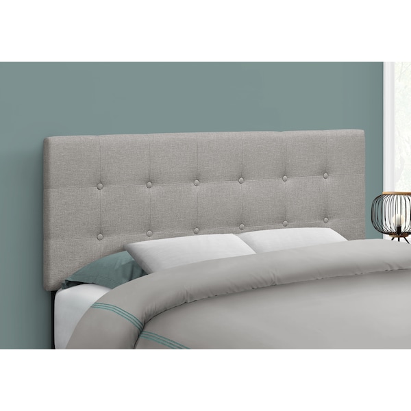 Monarch Specialties Bed, Headboard Only, Full Size, Bedroom, Upholstered, Linen Look, Grey, Transitional - I 6003F