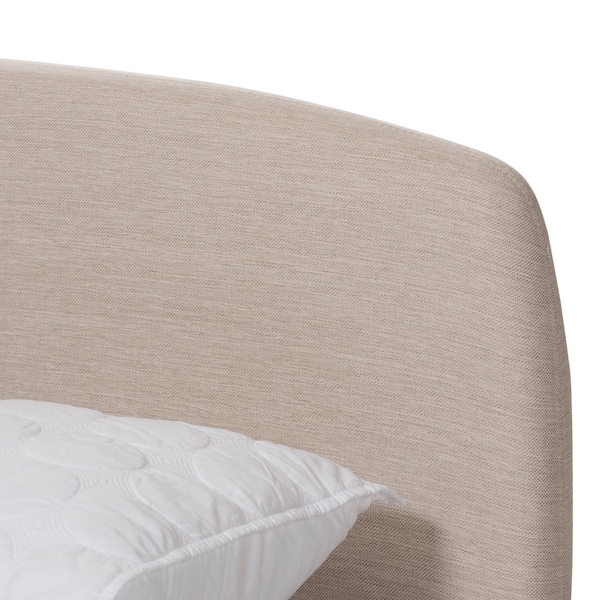 Baxton Studio Mia Mid-Century Light Beige Upholstered Full Size Platform Bed - 135-7409