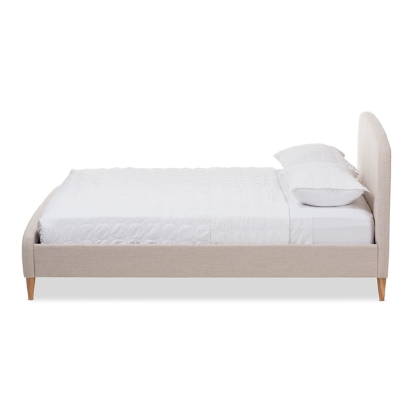 Baxton Studio Mia Mid-Century Light Beige Upholstered Full Size Platform Bed - 135-7409