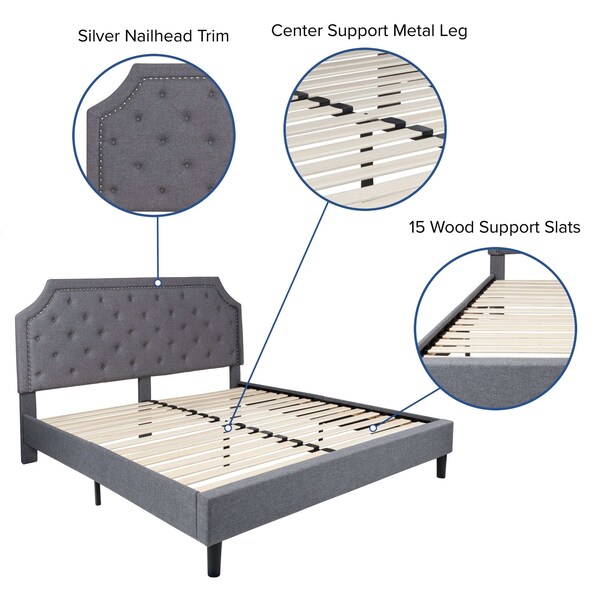 Flash Furniture King Size Lt Gray Fabric Platform Bed w/ Mattress - SL-BM10-12-GG
