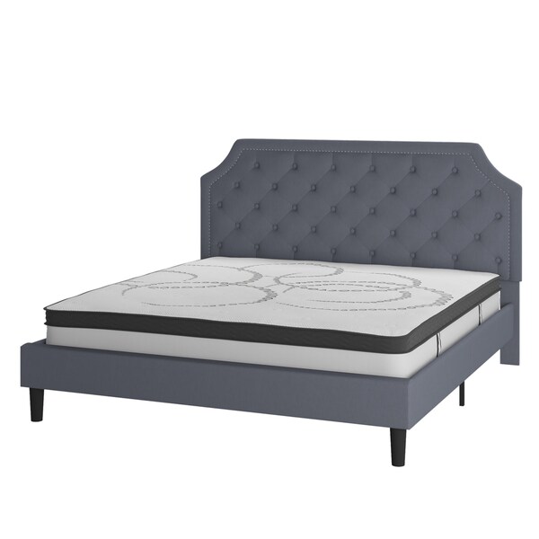 Flash Furniture King Size Lt Gray Fabric Platform Bed w/ Mattress - SL-BM10-12-GG