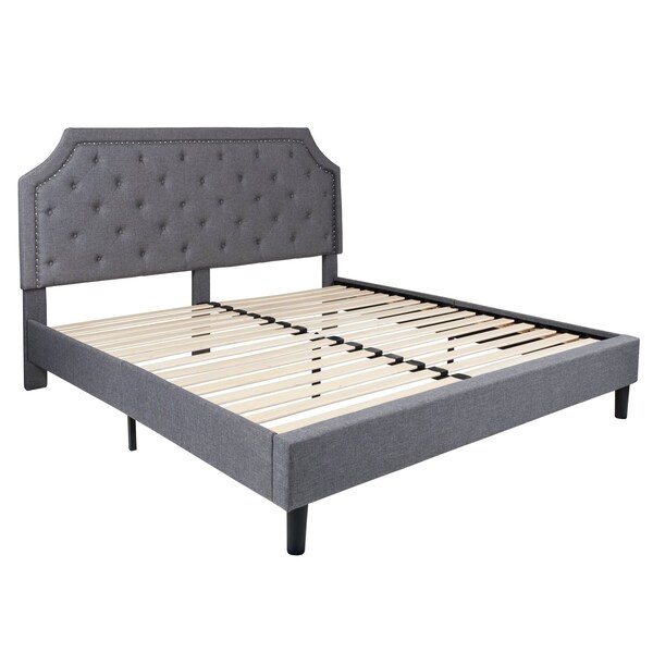 Flash Furniture King Size Lt Gray Fabric Platform Bed w/ Mattress - SL-BM10-12-GG