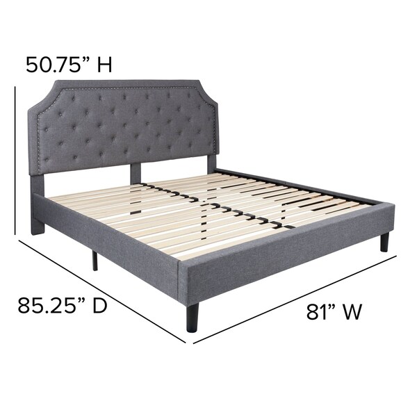 Flash Furniture King Size Lt Gray Fabric Platform Bed w/ Mattress - SL-BM10-12-GG