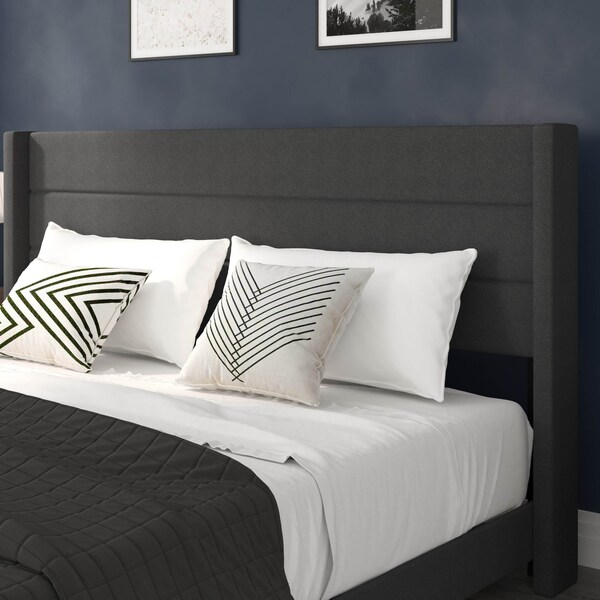 Flash Furniture Charcoal Queen Platform Bed with Headboard - YK-1078-CHAR-K-GG
