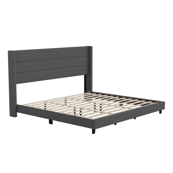 Flash Furniture Charcoal Queen Platform Bed with Headboard - YK-1078-CHAR-K-GG