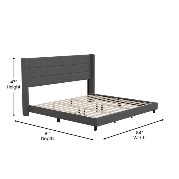 Flash Furniture Charcoal Queen Platform Bed with Headboard - YK-1078-CHAR-K-GG