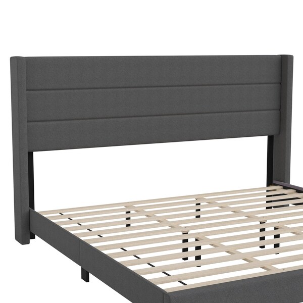 Flash Furniture Charcoal Queen Platform Bed with Headboard - YK-1078-CHAR-K-GG