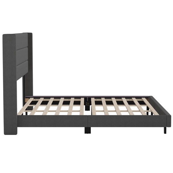 Flash Furniture Charcoal Queen Platform Bed with Headboard - YK-1078-CHAR-K-GG