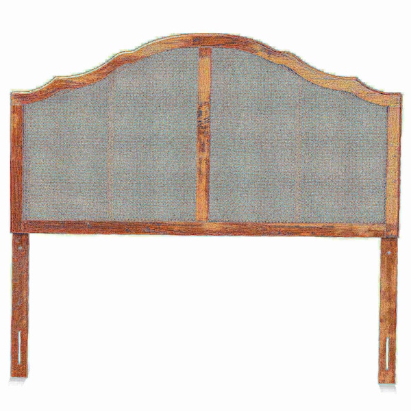 Baxton Studio Iris Vintage Classic Ash Walnut Finished Wood and Synthetic Rattan King Size Arched Headboard - 181-11131-ZORO