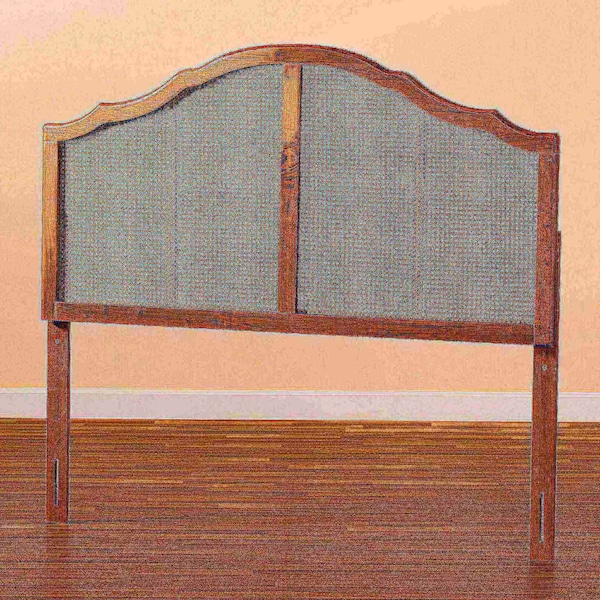Baxton Studio Iris Vintage Classic Ash Walnut Finished Wood and Synthetic Rattan King Size Arched Headboard - 181-11131-ZORO