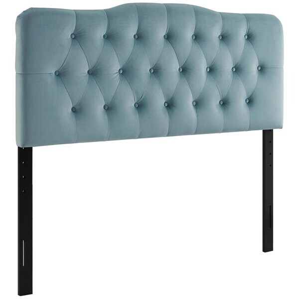 Modway Furniture 25.5 x 62 x 3.5 in. Annabel Queen Size Diamond Tufted Performance Velvet Headboard, Light Blue - MOD-6129-LBU