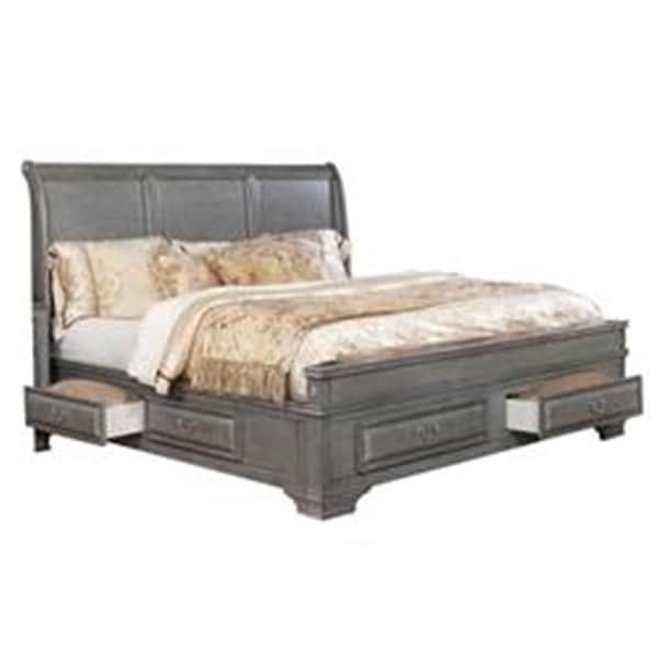 Benjara 54 x 65 x 90 in. Wooden Queen Size Bed with Spacious Storage Drawers, Gray - BM207575