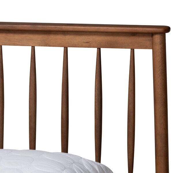 Baxton Studio Agatis Mid-Century Modern Walnut Brown Finished Wood Queen Size Bed - 226-12889-ZORO