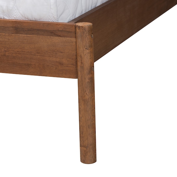 Baxton Studio Agatis Mid-Century Modern Walnut Brown Finished Wood Queen Size Bed - 226-12889-ZORO