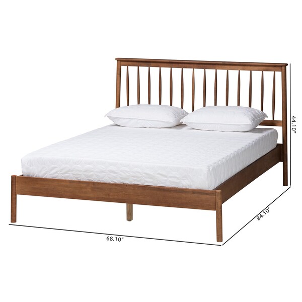 Baxton Studio Agatis Mid-Century Modern Walnut Brown Finished Wood Queen Size Bed - 226-12889-ZORO