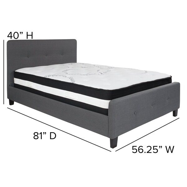 Flash Furniture Platform Bed Set, Tribeca, Full, Dark Gray - HG-BM-30-GG