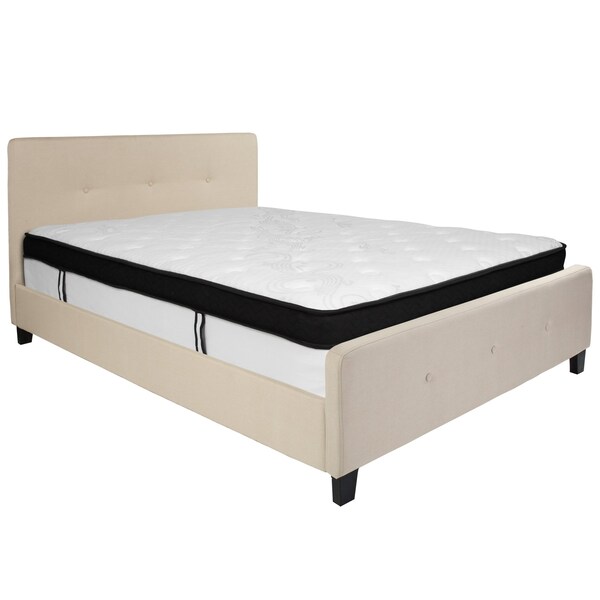 Flash Furniture Queen Platform Bed Set, Beige - HG-BMF-19-GG