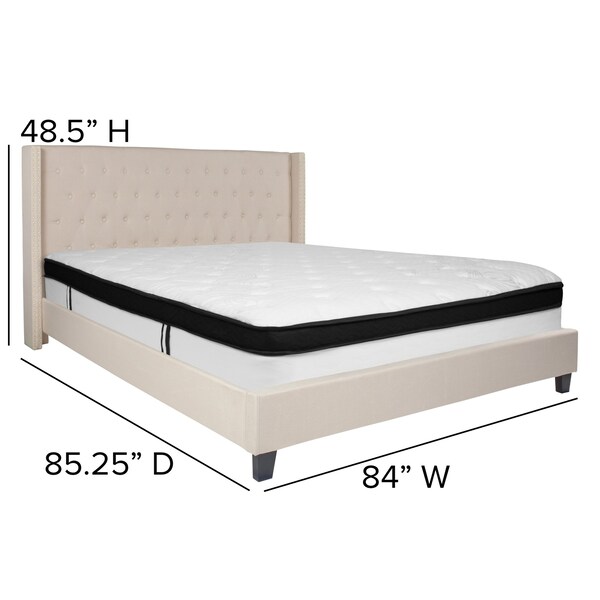 Flash Furniture King Platform Bed Set, Beige - HG-BMF-36-GG
