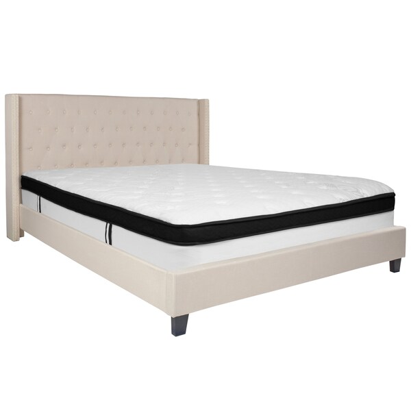 Flash Furniture King Platform Bed Set, Beige - HG-BMF-36-GG