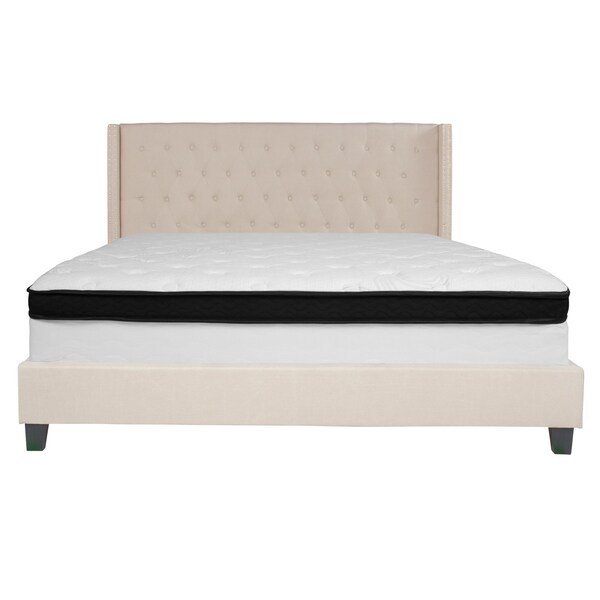 Flash Furniture King Platform Bed Set, Beige - HG-BMF-36-GG