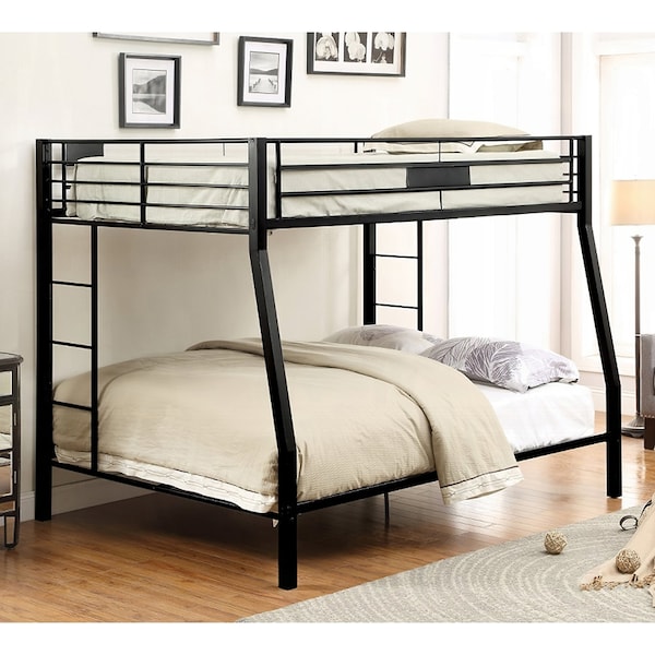 Acme Metal Frame Full XL Over Queen Bunk Bed with Ladder in Sandy Black - ER-017BK