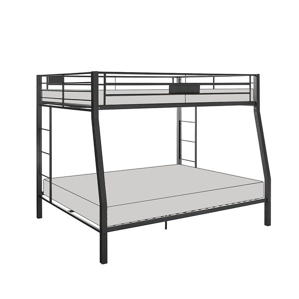 Acme Metal Frame Full XL Over Queen Bunk Bed with Ladder in Sandy Black - ER-017BK