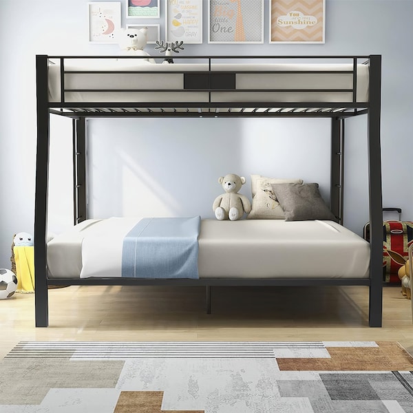 Acme Metal Frame Full XL Over Queen Bunk Bed with Ladder in Sandy Black - ER-017BK