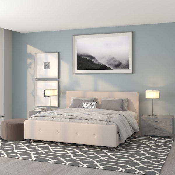 Flash Furniture Platform Bed, Tribeca, King, Beige - HG-20-GG