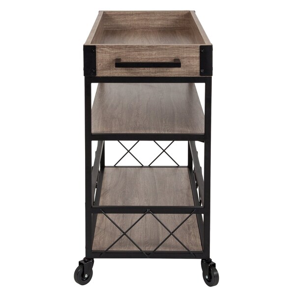 Flash Furniture Kitchen Bar Cart, Oak Wood, Buckhead - NAN-JH-17105-GG