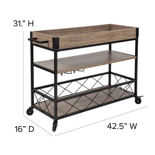 Flash Furniture Kitchen Bar Cart, Oak Wood, Buckhead - NAN-JH-17105-GG