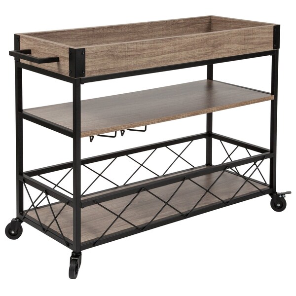 Flash Furniture Kitchen Bar Cart, Oak Wood, Buckhead - NAN-JH-17105-GG