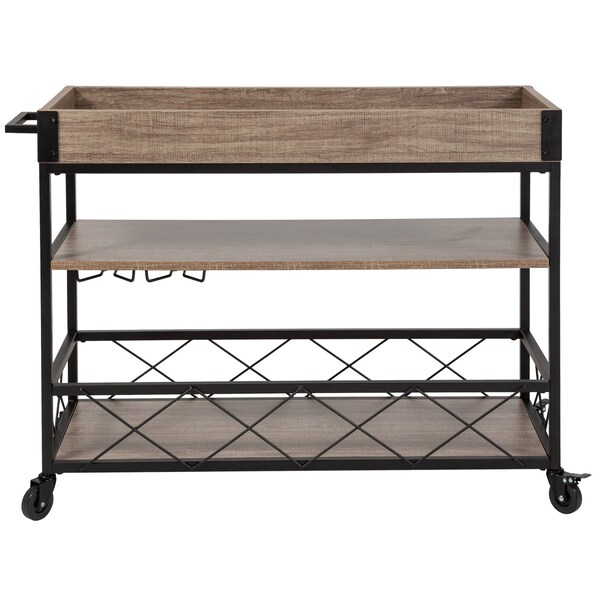 Flash Furniture Kitchen Bar Cart, Oak Wood, Buckhead - NAN-JH-17105-GG