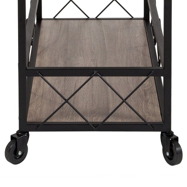 Flash Furniture Kitchen Bar Cart, Oak Wood, Buckhead - NAN-JH-17105-GG