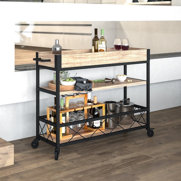 Flash Furniture Kitchen Bar Cart, Oak Wood, Buckhead - NAN-JH-17105-GG