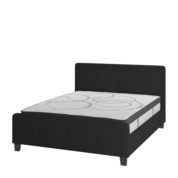 Flash Furniture Queen Size Black Fabric Platform Bed & Mattress - HG-BM10-23-GG