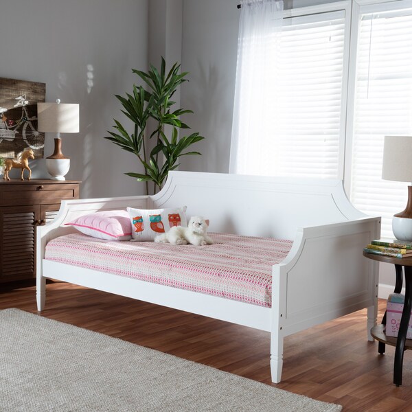 Baxton Studio Mariana Classic and Traditional White Finished Wood Full Size Daybed - 222-12539-ZORO