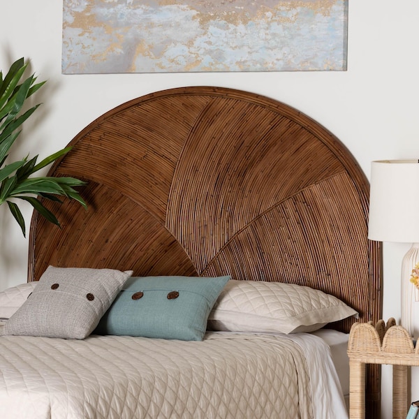 Bali & Pari Seana Bohemian Dark Brown Rattan King Size Standalone Headboard - 244-13657-ZORO