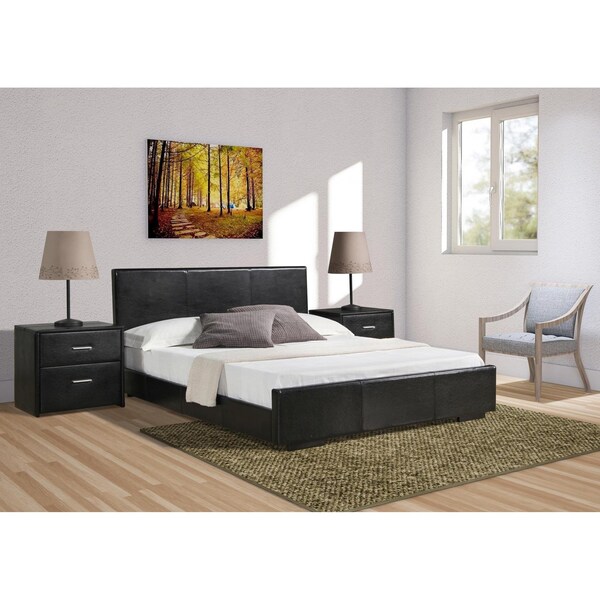 Homeroots 34.8 x 63.4 x 85.4 in. Black Platform Queen Size Bed - 396991