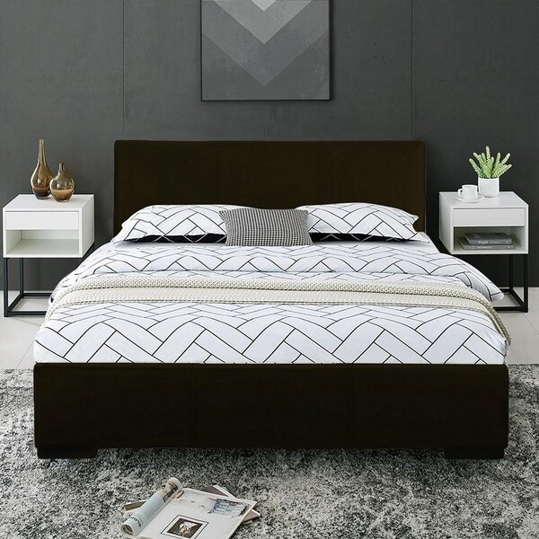 Homeroots 34.8 x 63.4 x 85.4 in. Black Platform Queen Size Bed - 396991
