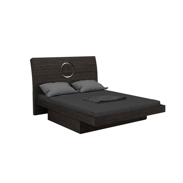 Homeroots 65 x 87 x 40 in. Modern Queen Gray High Gloss Bed - 343940