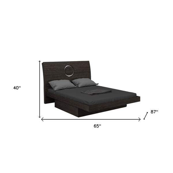 Homeroots 65 x 87 x 40 in. Modern Queen Gray High Gloss Bed - 343940
