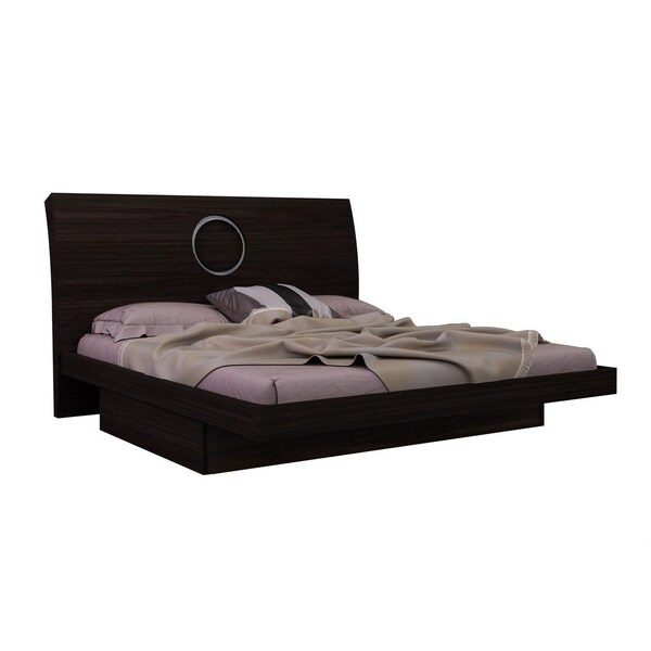 Homeroots 84 x 87 x 40 in. Modern California King Wenge High Gloss Bed - 343919
