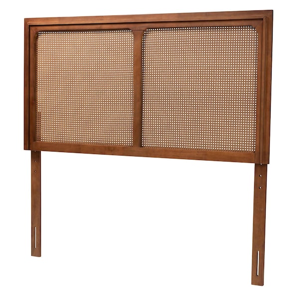 Baxton Studio Prewitt Mid-Century Modern Ash Walnut Finished Wood Queen Size Headboard with Rattan - 238-12656-ZORO