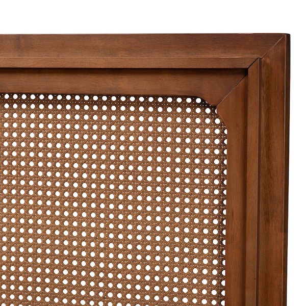 Baxton Studio Prewitt Mid-Century Modern Ash Walnut Finished Wood Queen Size Headboard with Rattan - 238-12656-ZORO