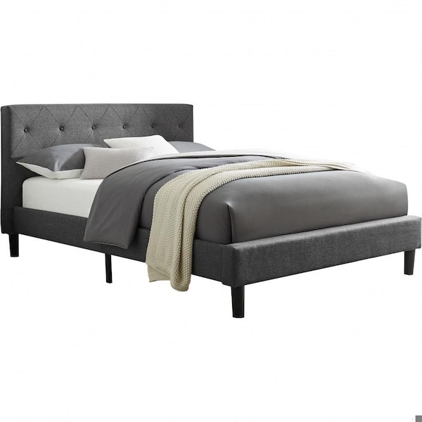 Homeroots 41 x 64.6 x 87.6 in. Gray Queen Size Platform Bed - 397021