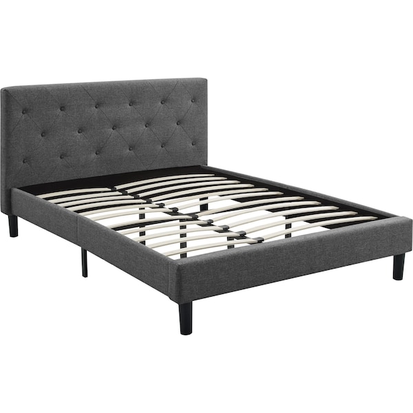 Homeroots 41 x 64.6 x 87.6 in. Gray Queen Size Platform Bed - 397021