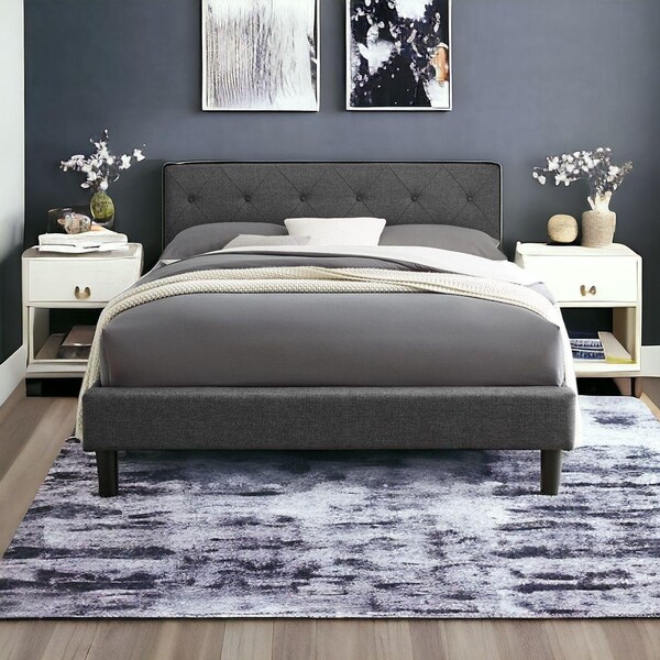 Homeroots 41 x 64.6 x 87.6 in. Gray Queen Size Platform Bed - 397021